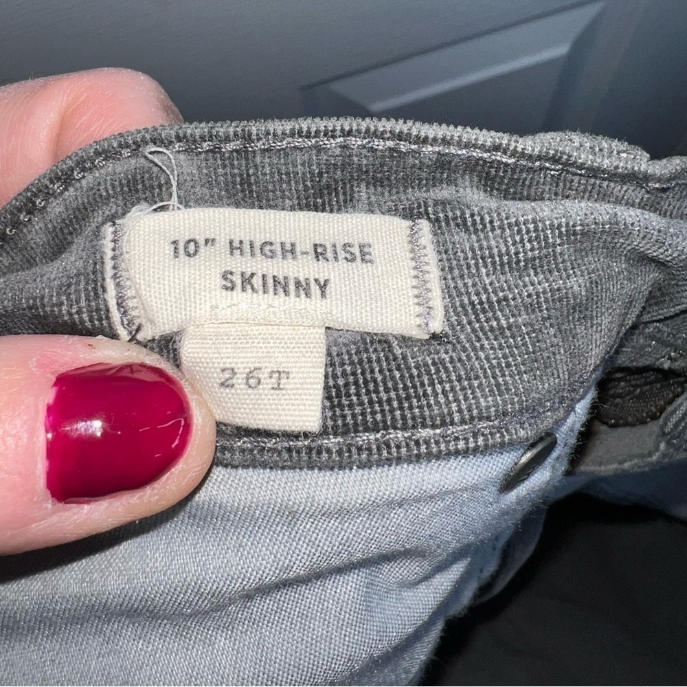 Madewell Women's 26 Tall Gray 10'' High Rise Skinny Corduroy Jeans Pants 26T - Picture 12 of 16